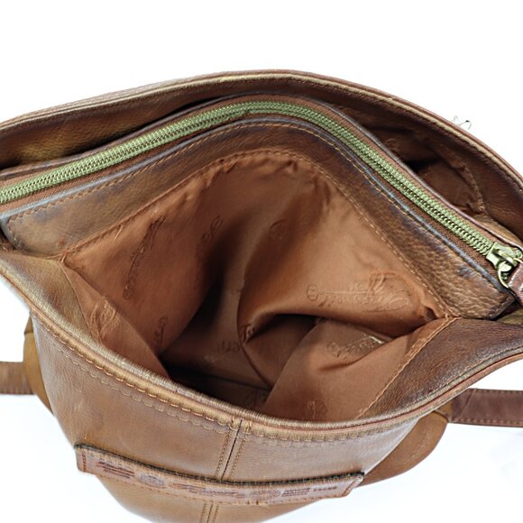 Fossil Brown Pebbled Leather Shoulder Bag Zip Closure Purse with Key Charm 75082 - Picture 9 of 12